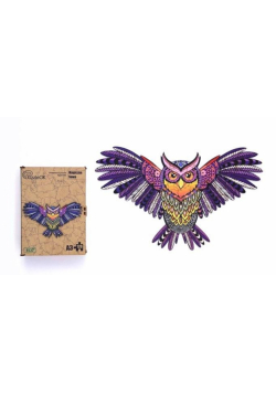 Puzzle drewniane eko 120 Magiczna sowa A3