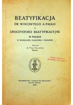 Beatyfikacja św Wincentego a Paulo 1929