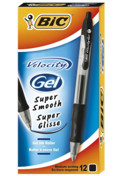 Pióro żelowe Velocity Gel czarny (12szt) BIC