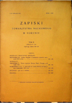 Zapiski Towarzystwa Naukowego w Toruniu tom X zeszyt 5 - 6 / 1936 r.