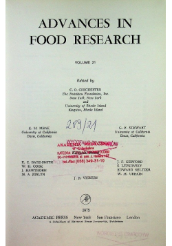 Advances in food research volume 21
