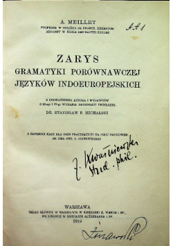Zarys gramatyki porównawczej języków indoeuropejskich 1919 r.