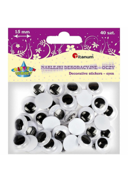 Oczy samoprzylepne bez rzęs 15mm okrągłe 40szt