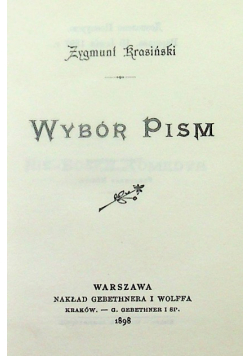 Krasiński Wybór pism reprint z 1898 r