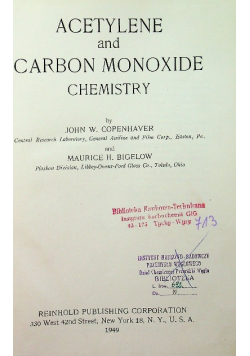 Acetylene and Carbon Monoxide Chemistry