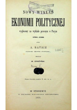 Nowy wykład ekonomii politycznej 1870 r.