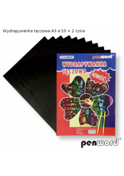 Wydrapywanka tęczowa A3 10 arkuszy + 2 rylce