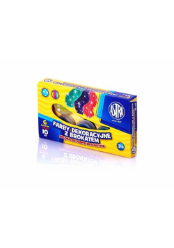Farby dekoracyjne z brokatem 6 kolorów 10 ml