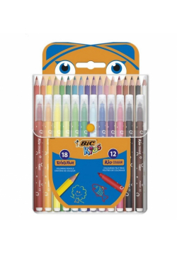 Zestaw kredki 2w1 + flamastry BIC