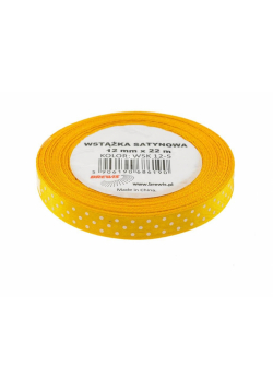 Wstążka satynowa w kropki żółta 12mmx22m