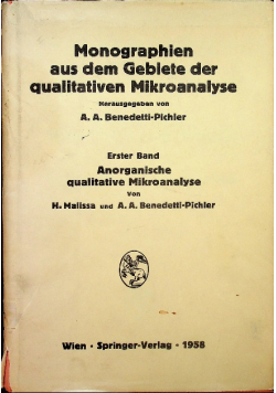 Monographien aus dem gebiete der qualitativen mikroanalyse