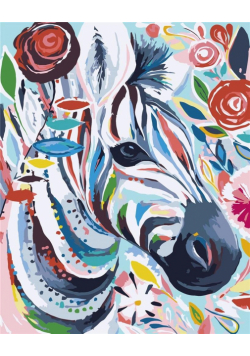 Malowanie po numerach - Zebra kolorowa 40x50cm