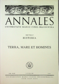 Annales Universitatis Mariae Curie - Skłodowska Sectio F Historia
