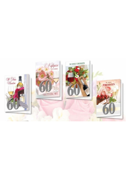 Karnet B6 z naklejką 60-te urodziny (10szt) MIX