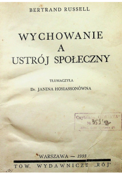Wychowanie a ustrój społeczny 1933 r.