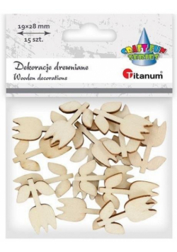 Drewniane dekoracje tulipany 12x28mm surowe 15szt