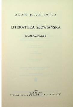 Mickiewicz Dzieła tom 21 Literatura Słowiańska kurs czwarty