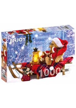 Puzzle 1000 Pluszowe misie z czapkami Mikołaja