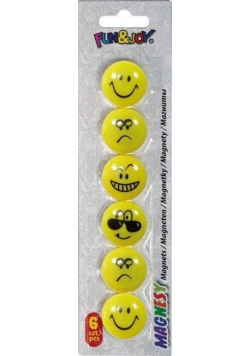 Magnesy do tablic 29mm 6szt emotikony