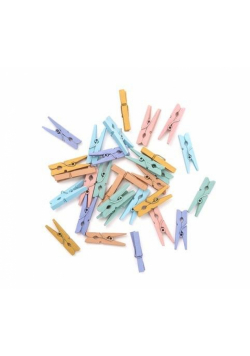 Klamerki mini drewniane rainbow 3cm 30szt