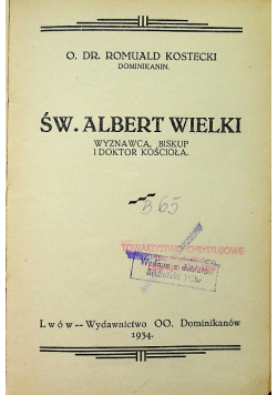 Św Albert Wielki 1934 r.
