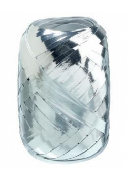 Wstążka kłębuszek 20m/5mm metallic srebrna