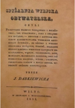 Spiżarnia Wiejska Obywatelska reprint 1838 r