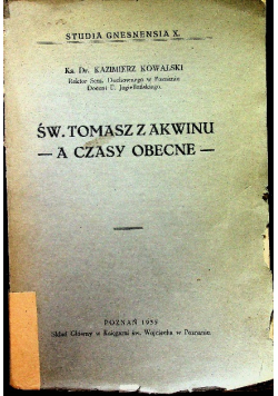Św. Tomasz z Akwinu A czasy obecne 1935 r.