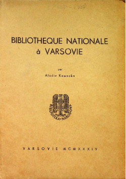 Bibliotheque nationale varsovie 1934 r.