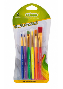 Pędzelki szkolne kolorowe 6szt CRICCO