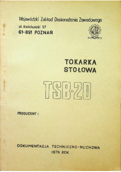Tokarka Stołowa Tsb 20 Dokumentacja