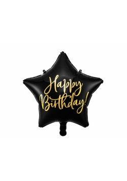 Balon foliowy Happy Birthday 40cm czarny