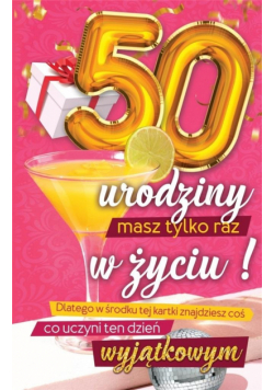 Karnet Urodzinowy 50 + naklejka