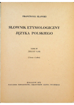 Słownik etymologiczny języka polskiego Tom IV Zeszyt 3