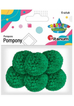 Pompony włóczkowe 3cm zielone 6szt.