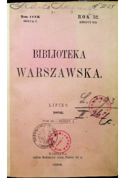 Biblioteka Warszawska 1892 tom CCVII