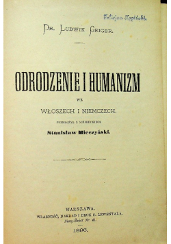 Odrodzenie i humanizm 1896 r.