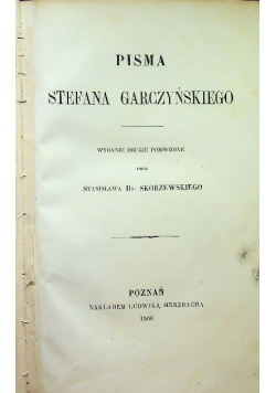 Pisma Stefana Garczyńskiego 1860 r.