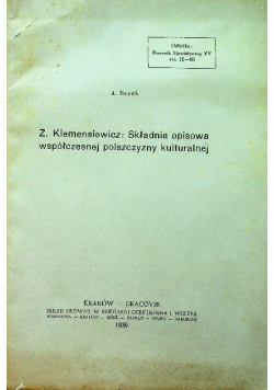 Składnia opisowa współczesnej polszczyzny kulturalnej