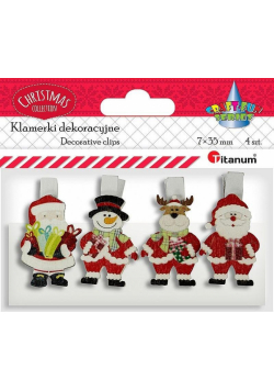 Klamerki drewniane z dekorem 4szt
