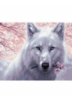 Malowanie po numerach - Wilk z kwiatem 40x50cm