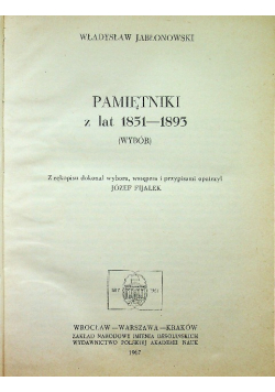 Pamiętniki z lat 1851 - 1893