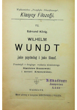 Wilhelm Wundt jako psycholog i filozof 1904 r.