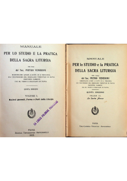 Manuale per lo studio e la pratica della sacra liturgia Tom I do IV 1923 r.