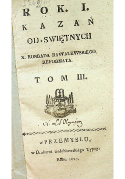 Rok I Kazań Odświętnych tom III 1827 r.