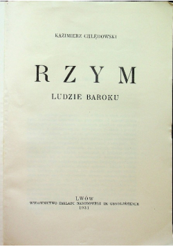 Rzym Ludzie Baroku 1931 r.