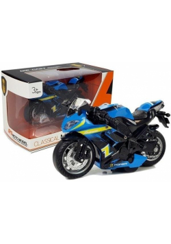 Motocykl z naciągiem 1:14 niebieski