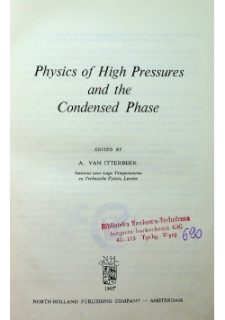 Physics of high pressures and the Condensed Phase