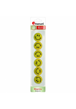 Magnesy do tablic emotikony 30mm żółte 6szt