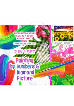 Zestaw 2w1: diamentowa mozaika, płótno 40x50 89692